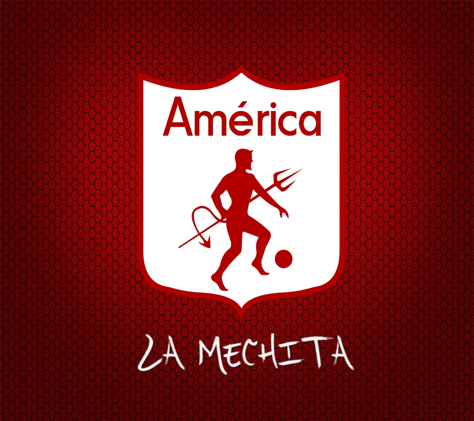 A close up of a soccer logo on a red background (america, colombia, futbol, sport)