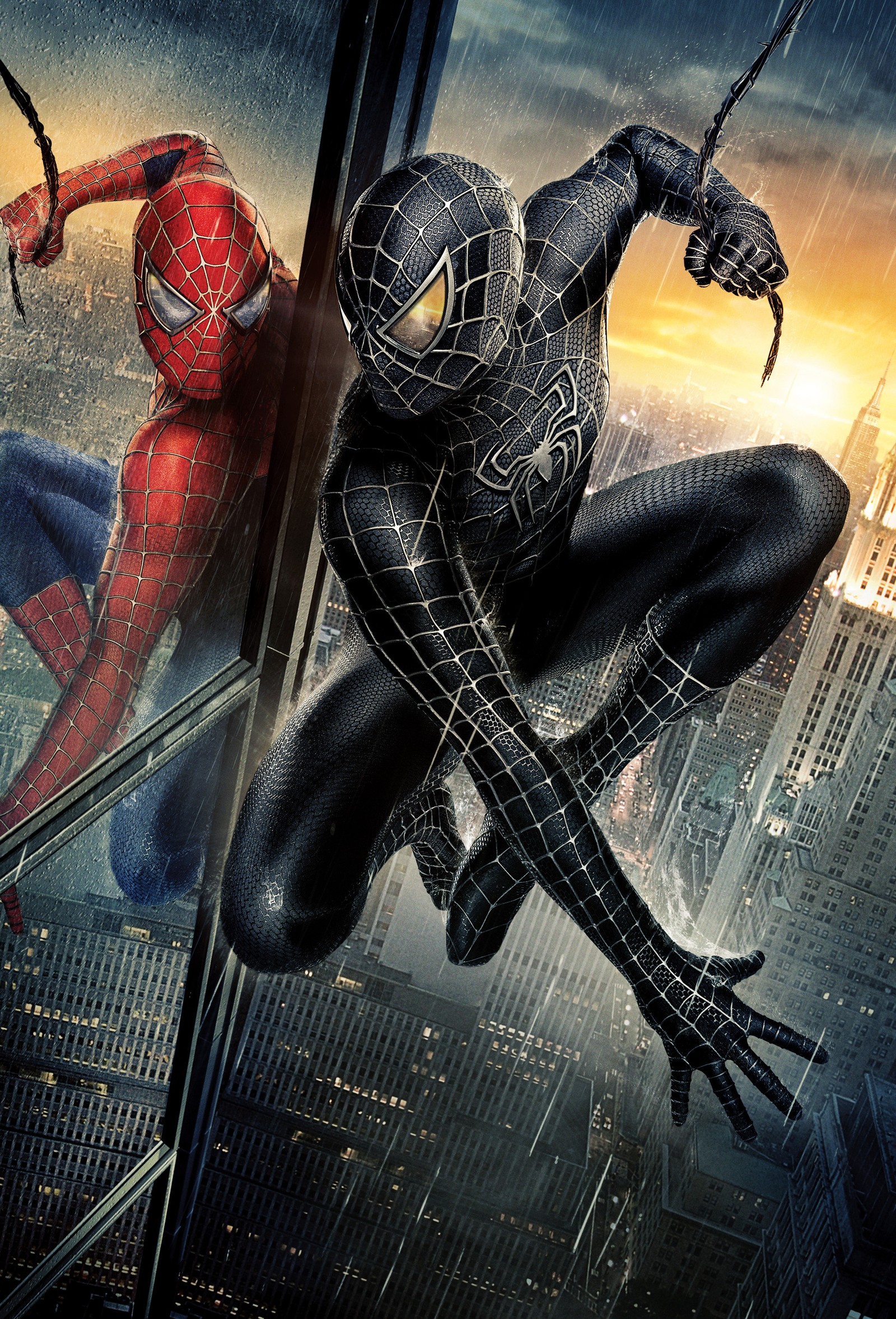 Spider-man et spider-woman dans la ville sous la pluie (hd, homme, film, araignée, spider man)