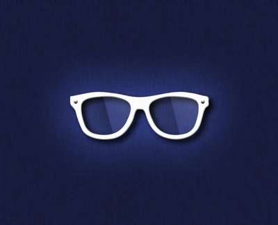 Lunettes blanches sur un fond bleu.