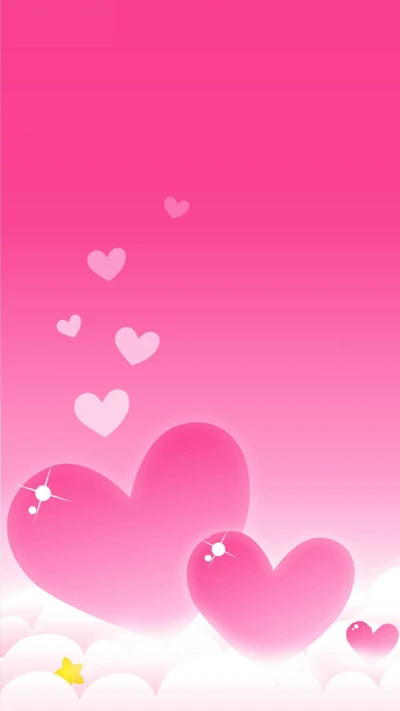 Whimsical Pink Hearts against a Soft Gradient Background