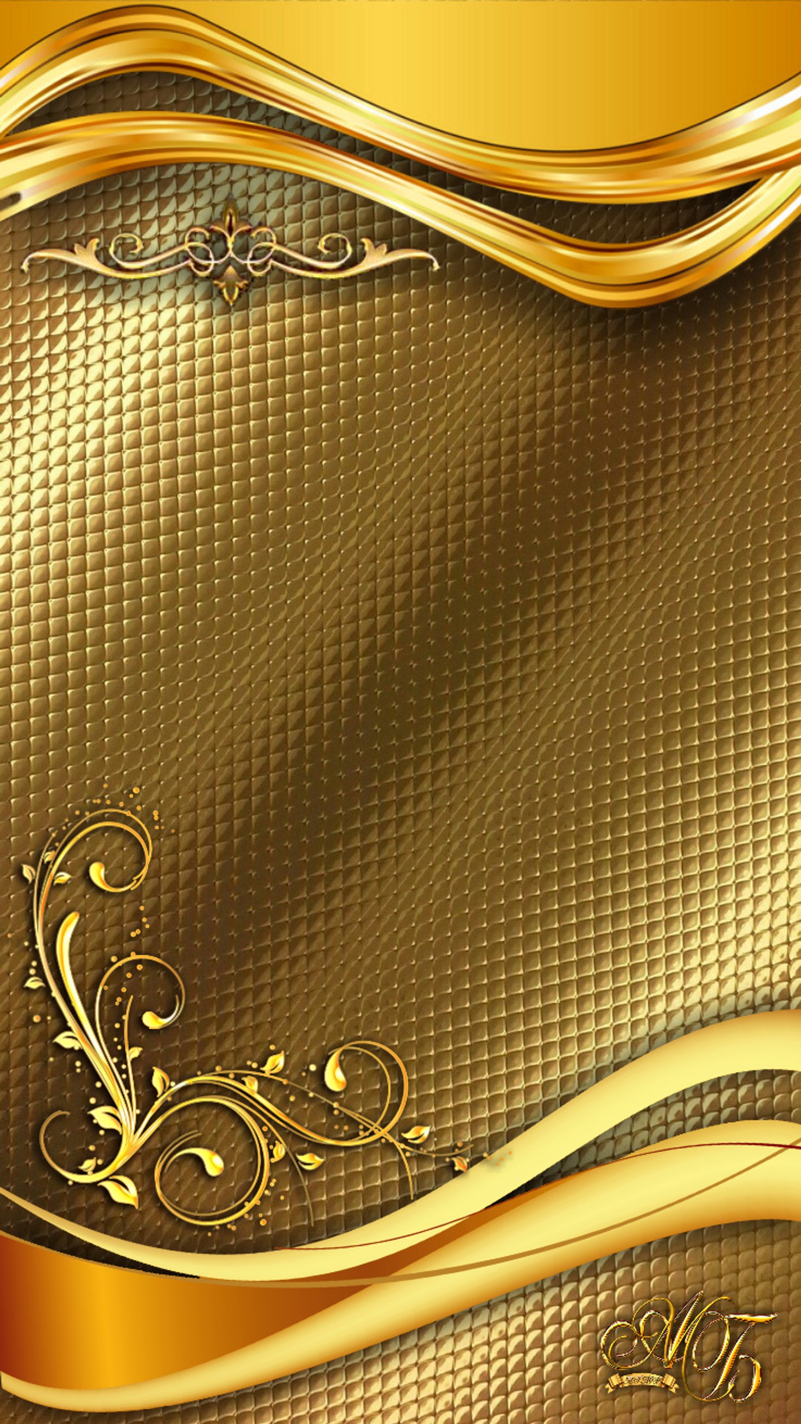 Ein goldener hintergrund mit einem dekorativen design und einem goldenen band (gold, oro 2)