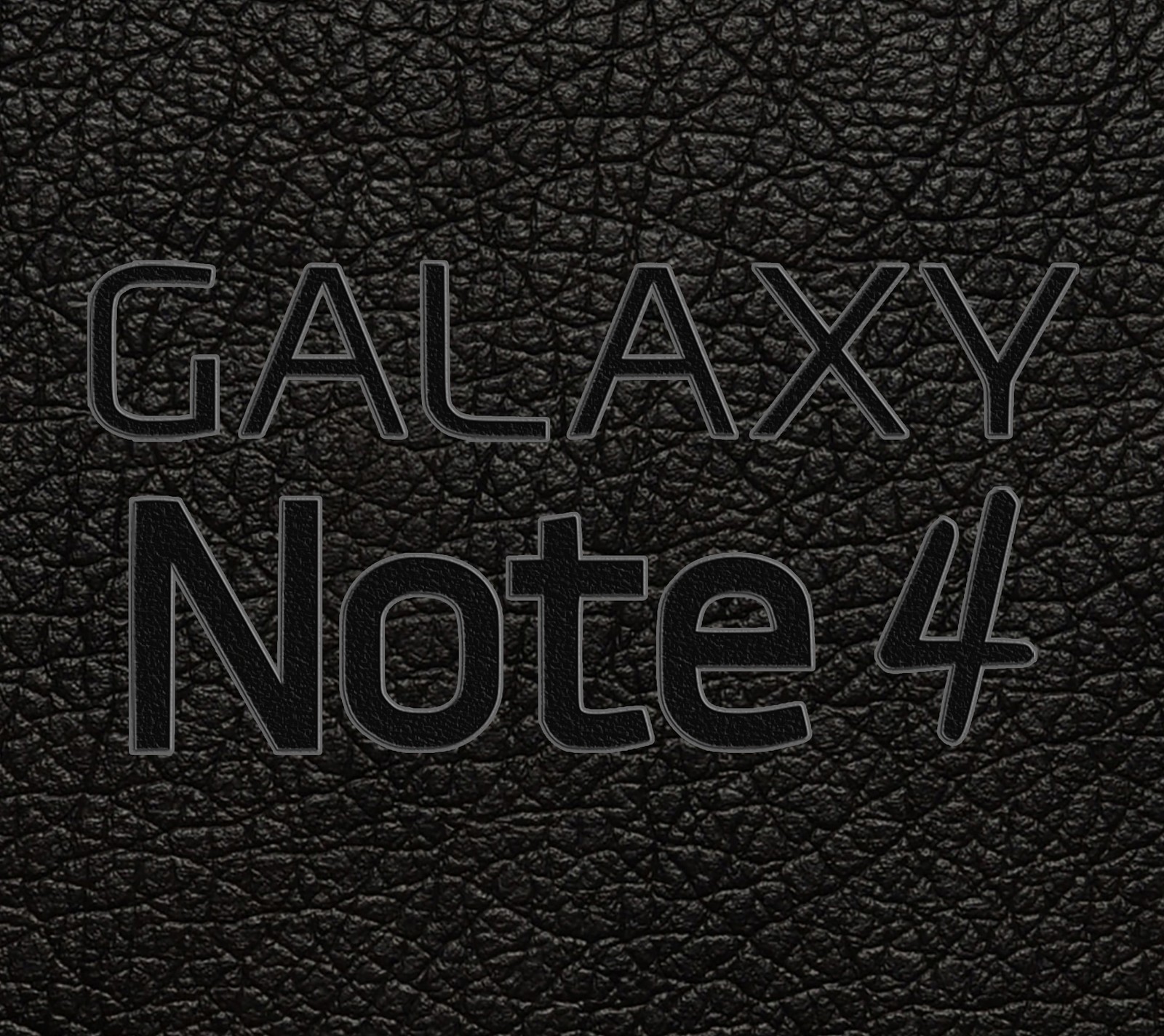 Un primer plano de una superficie de cuero negro con el logo galaxy note 4 (elegante, oscuro, galaxia, note 4 leather, samsung)