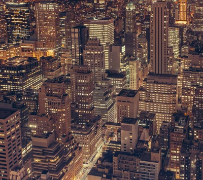 Illuminated Urban Landscape at Night