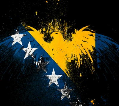 Flagge von Bosnien und Herzegowina mit grunge Adlerdesign