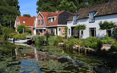 building, city, water, waterway, house