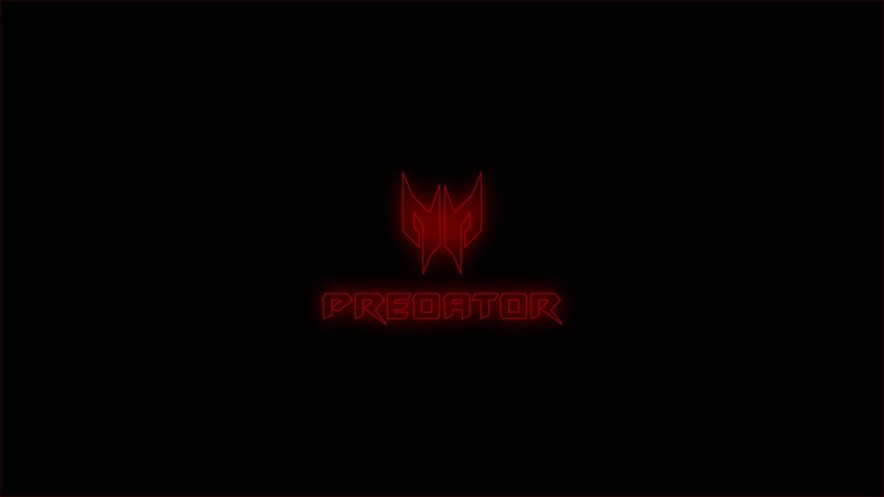 Красный логотип на черном фоне с красным светом (асер хищник, acer predator, логотип)