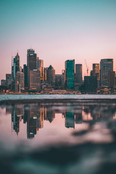 Sydney Skyline Reflection at Dusk