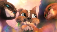 Trio aventureiro: Gato de Botas, Kitty Softpaws e Perrito se unem