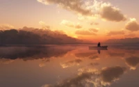 reflection, sunrise, water, morning, horizon wallpaper