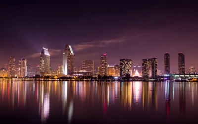 Ligne d'horizon de San Diego la nuit : Un Reflet Vibrant de la Ville