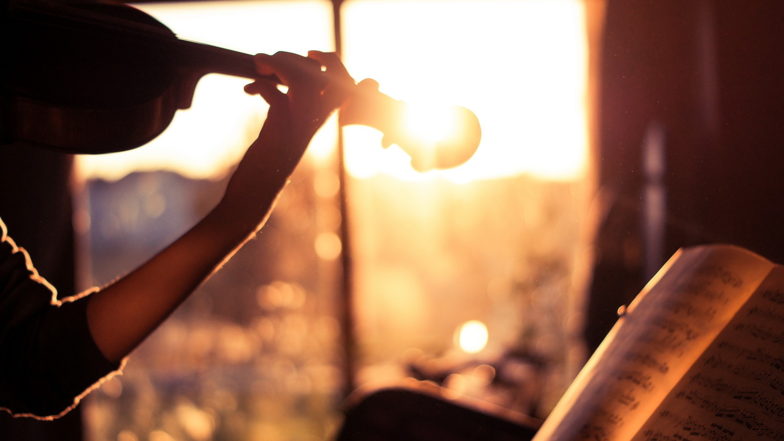 violin, light, backlighting, sunlight, hand wallpaper