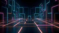 lumières au néon, mur, futuriste, 5k, graphismes cgi