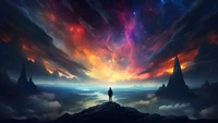 alone, standing, colorful, sky, scenery wallpaper