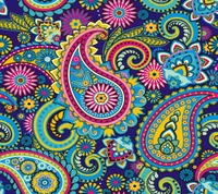 Motif paisley coloré avec des designs floraux vibrants et des textures complexes