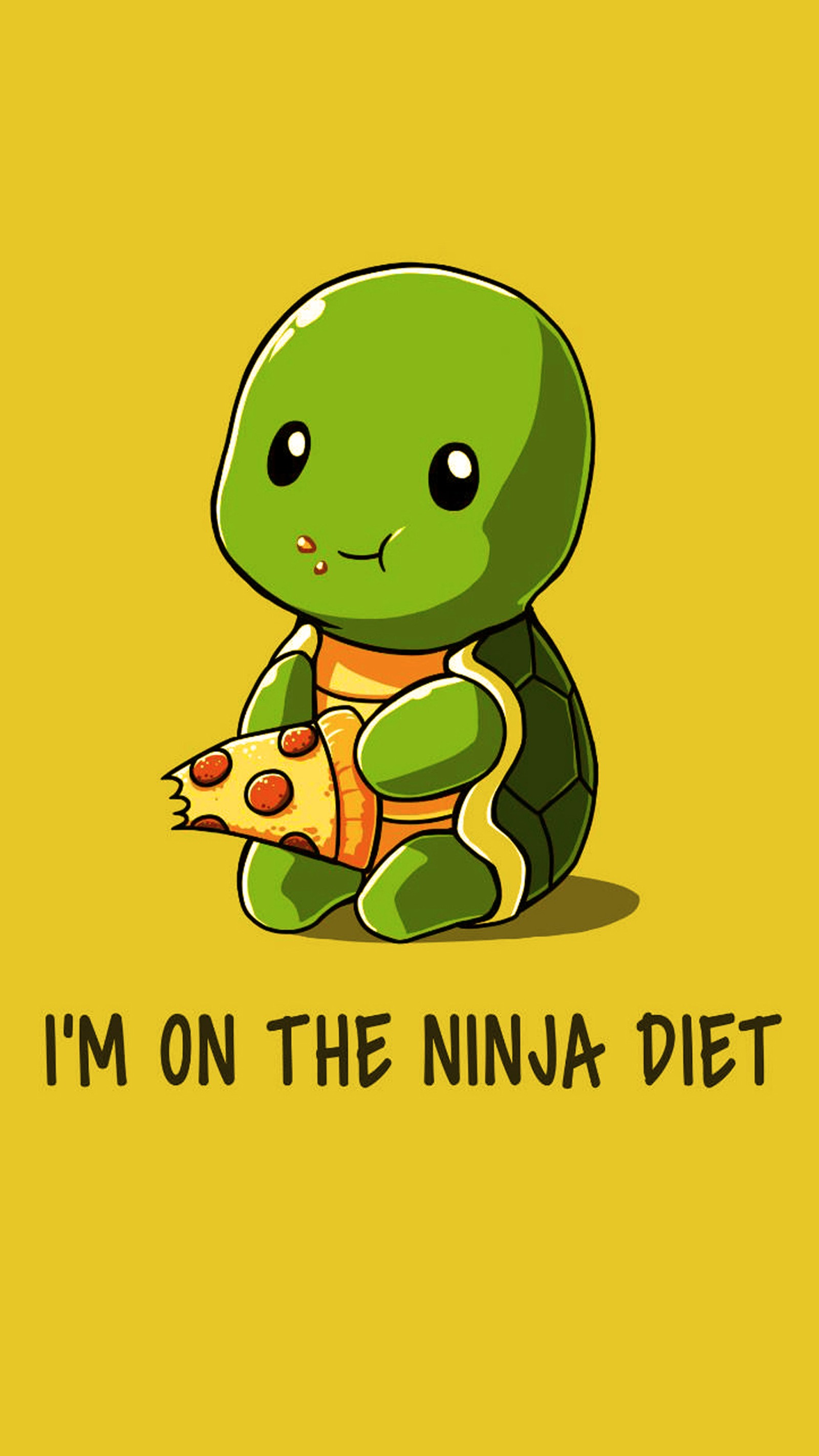 A close up of a cartoon turtle eating a piece of pizza (diet, ninja, pizza, sayings, turtle)