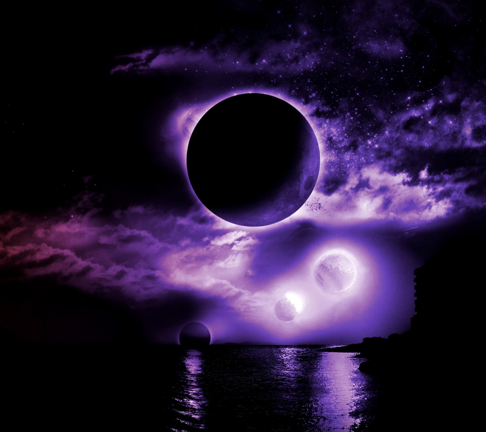 Baixar papel de parede eclipse, roxo