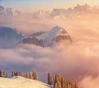 montanhas, neve, snowy mountain landscape, inverno