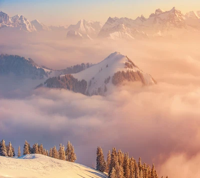 montañas, nieve, snowy mountain landscape, invierno