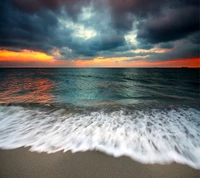 strand, meer, sonnenuntergang