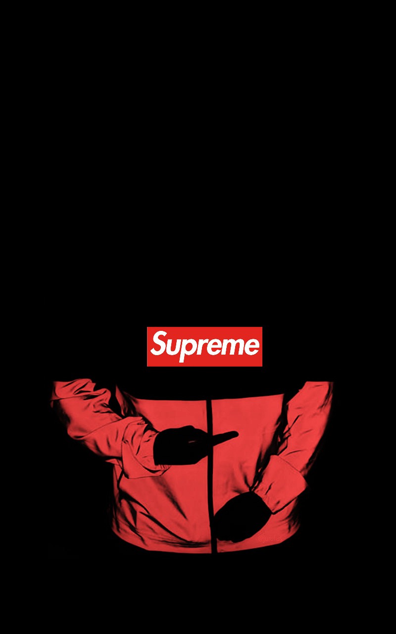 Куртка supreme с красным логотипом на ней (спорт, улица, supreme)