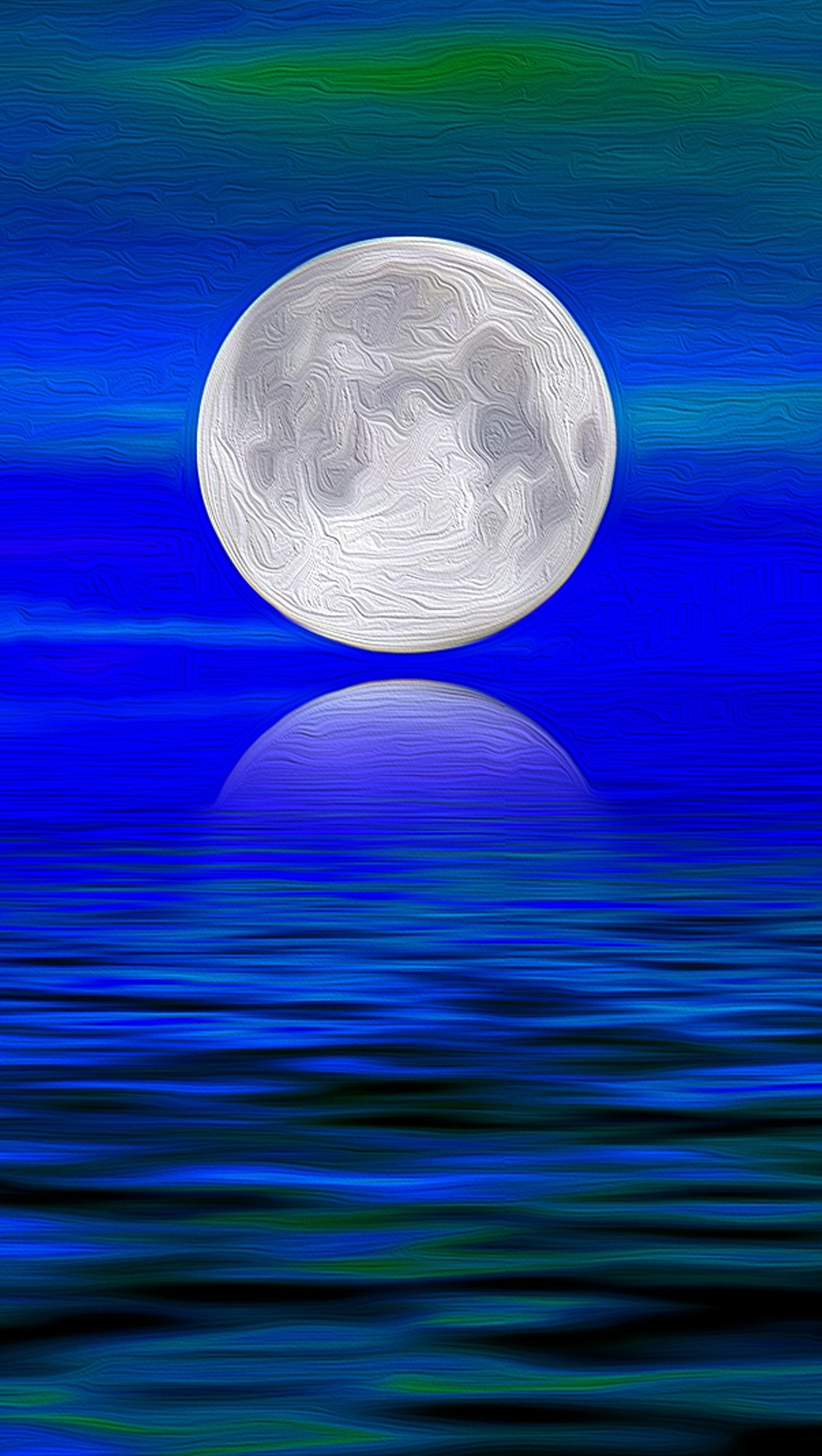 Ein gemälde eines vollen mondes, der sich im wasser spiegelt (3d, mond, natur, nacht)