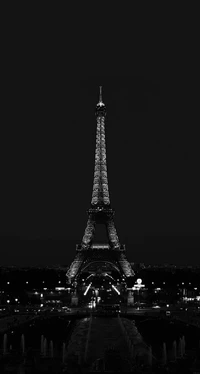 noir, sombre, tour eiffel, nuit, paris