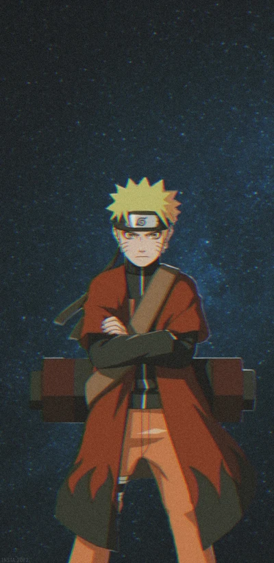 Naruto Uzumaki: The Determined Ninja Against a Cosmic Backdrop