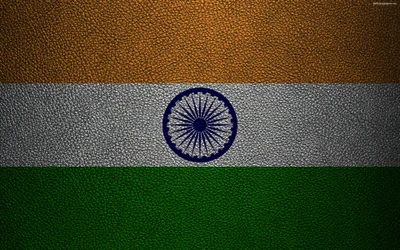 Textured representation of the Indian flag on a leather background.