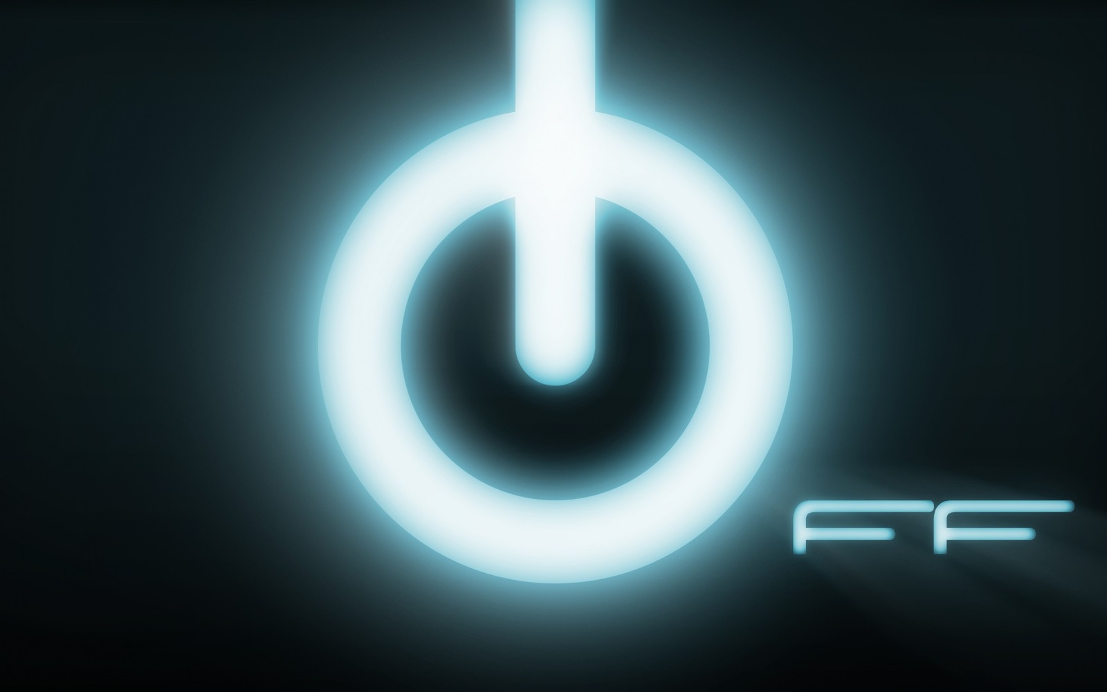 A close up of a glowing power button with the word f f (light, symbol, graphics, circle, energy)