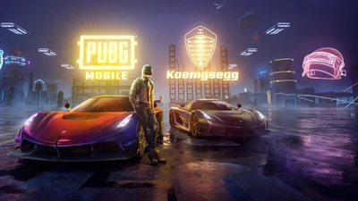 PUBG Mobile: Выставка Koenigsegg с футуристическим городским пейзажем