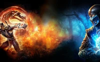 mortal kombat, pc game, fire, dragon, cg artwork wallpaper