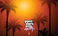 Sunset Over Vice City: A Palm-Lined Tribute to Grand Theft Auto