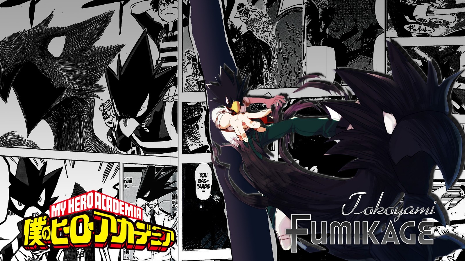 Lade fumikage tokoyami, dunkler schatten, boku no hero academia, my hero academia, anime Hintergrund herunter