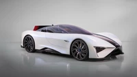 Sleek White Supercar at Geneva Motor Show with Advanced Automotive Lighting