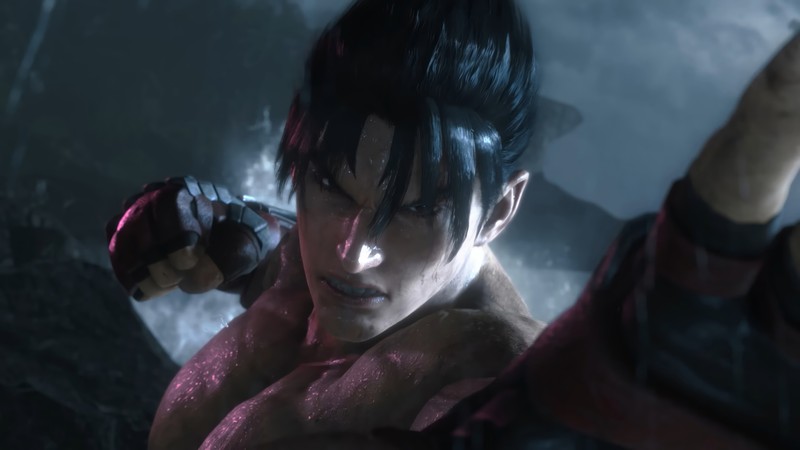 Крупный план человека с ножом в темной комнате (джин казама, jin kazama, tekken 8, видеоигра)