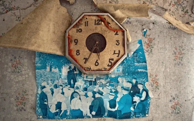 Tiempo y Memoria: Un Mural Artístico con un Reloj Vintage