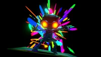 Vibrante vitrine psychédélique d'un personnage de Psychonauts 2