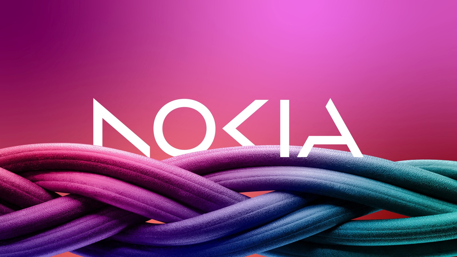 Nokia-logo auf einem bunten hintergrund (nokia, logo, rosa hintergrund, technologie, 4k hintergrund)