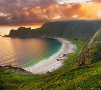 plage, océan, mer, rivage, coucher de soleil