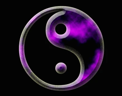 chinês, complimentary opposites, roxo, yin yang