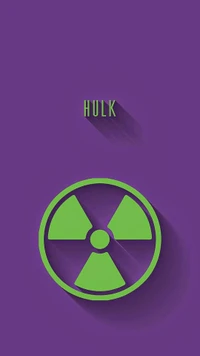 Hulk Icon with Radiation Symbol on a Purple Background