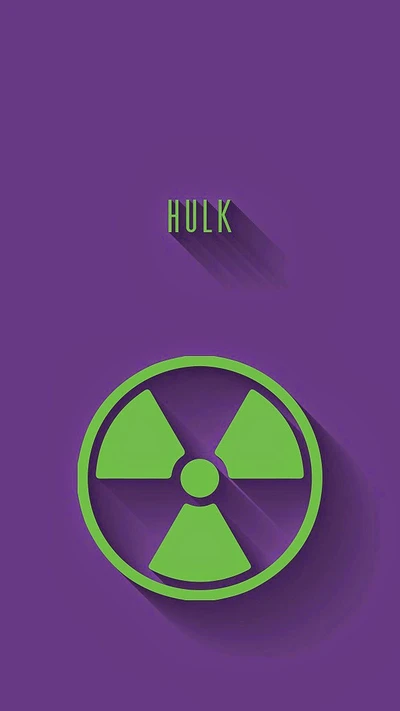 Icône de Hulk avec symbole de radiation sur un fond violet