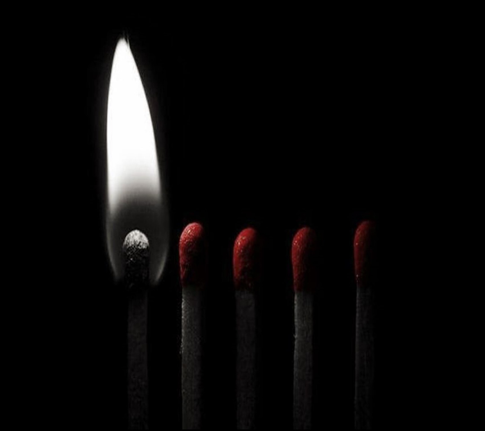 A close up of a matchstick with a lit match in the middle (dfg, fgsd)