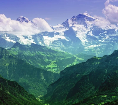 azul, verde, hd, paisaje, montañas