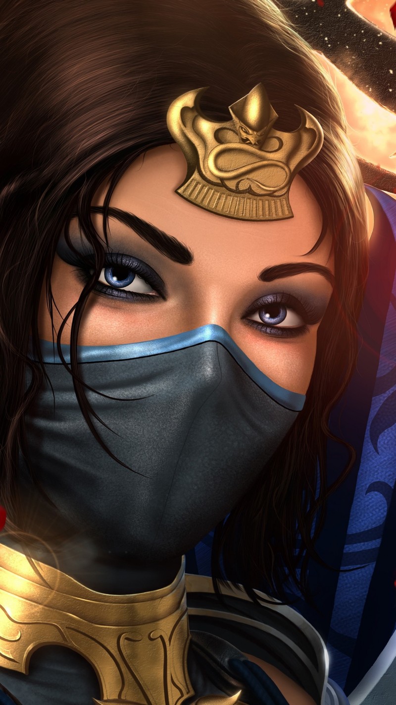 Крупный план женщины в маске (китана, kitana, mk11, mortal kombat)