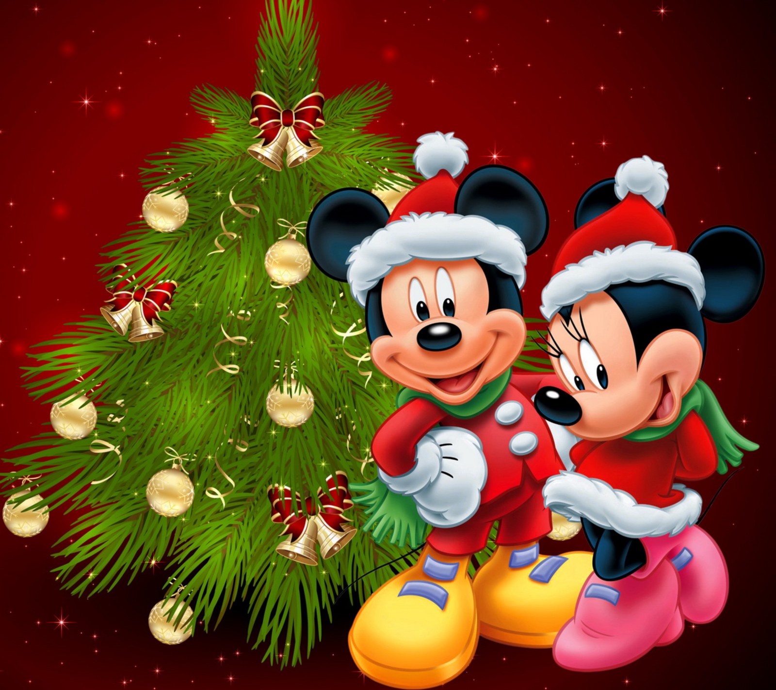 cartoon, christmas, decoration, merry, mickey wallpaper