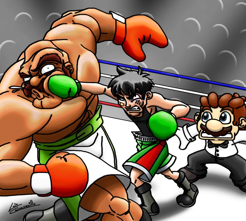 Мультфильм о человеке на боксерском ринге с нано-ударом (бокс, little mac, punch out, punchout)