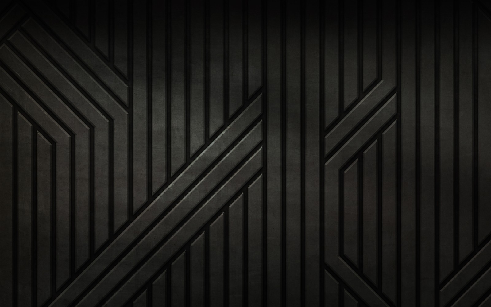 A black wall with a diagonal pattern on it (black, pattern, line, wood, design)