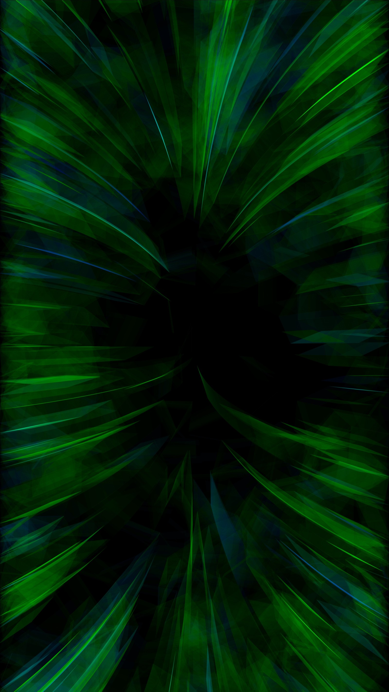 A close up of a green and black background with a black background (green, light, fractal art, technology, plant)