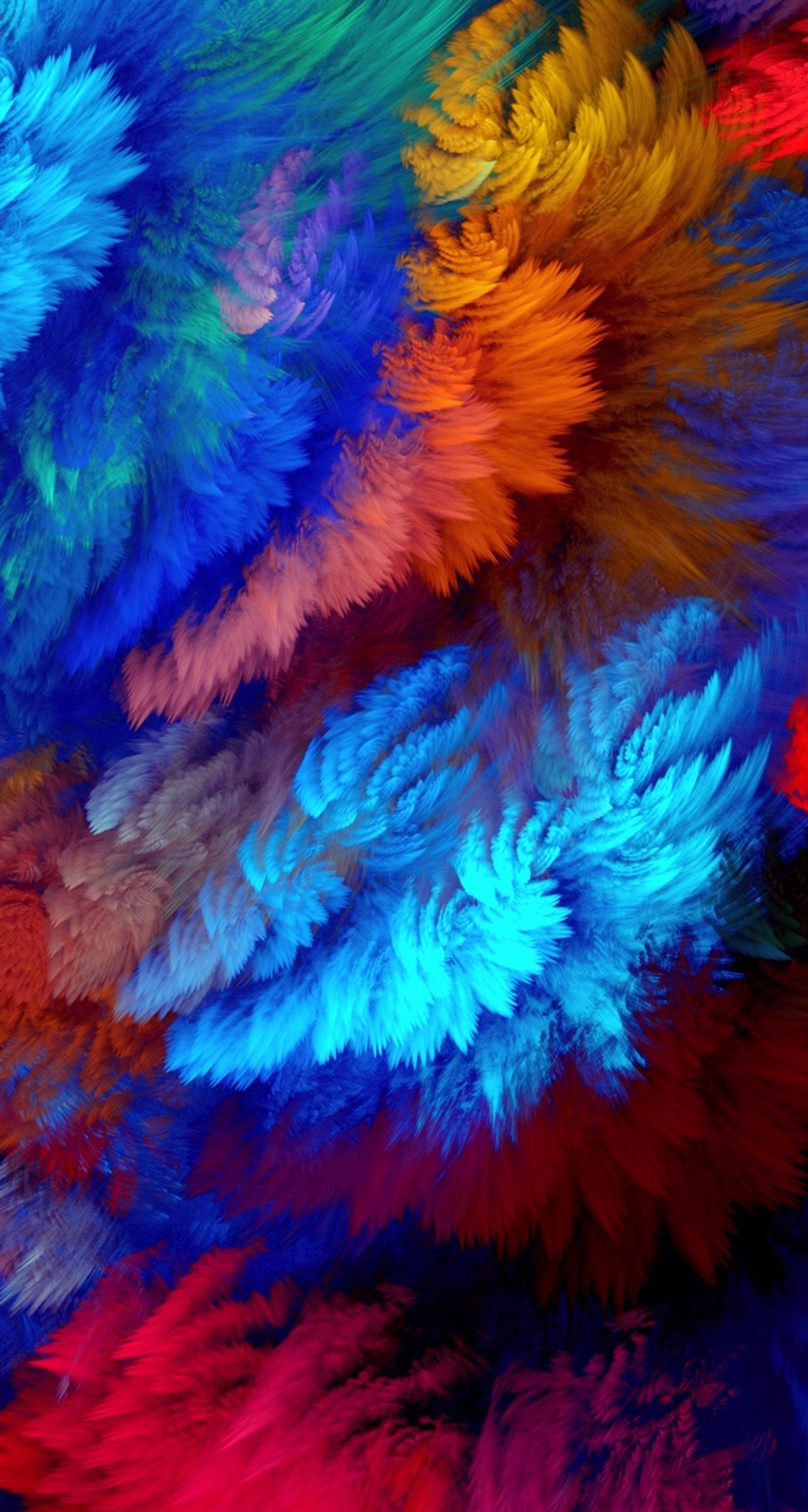 A close up of a bunch of colorful feathers on a table (ios, plant, nature, natural material, azure)